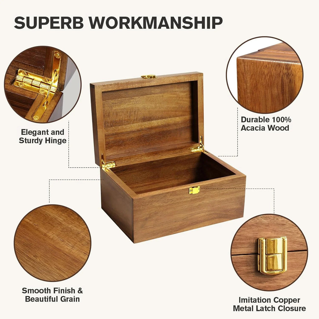 Wooden Memory Keepsake Box with Hinged Lid 4x7x10.6 a7