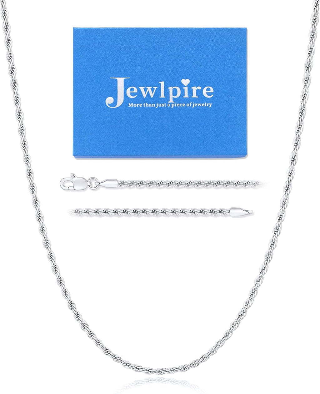 Jewlpire 14K Gold Rope Chain Necklace for Men Women, 2.5mm 3mm 4mm Mens Necklace Stainless Steel Rope Chain for Men Sturdy & Comfortable Men's Chain Necklaces, 16 18 20 22 24 26 Inch