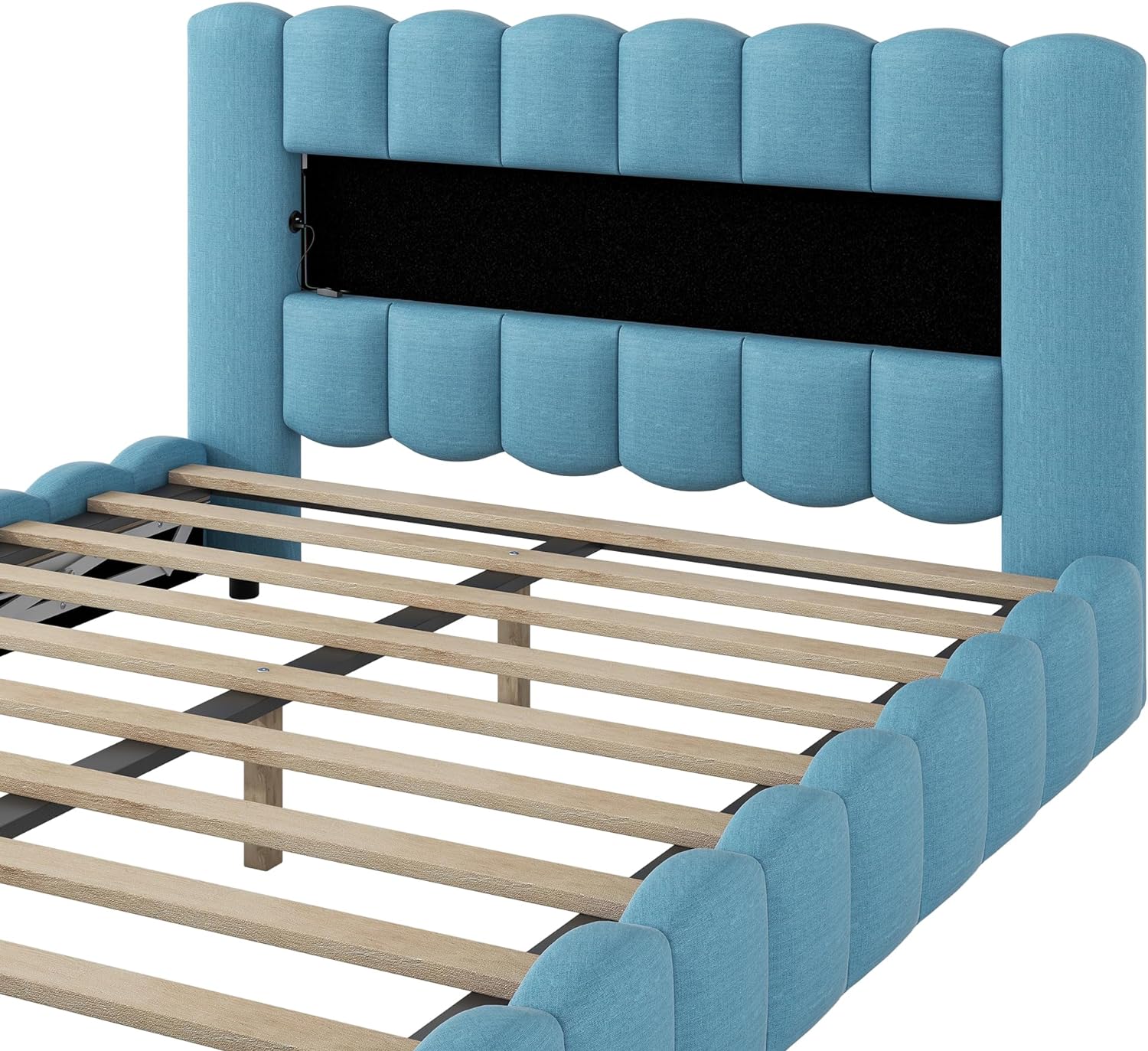 Queen Size Bed with Storage and LED Headboard k7m