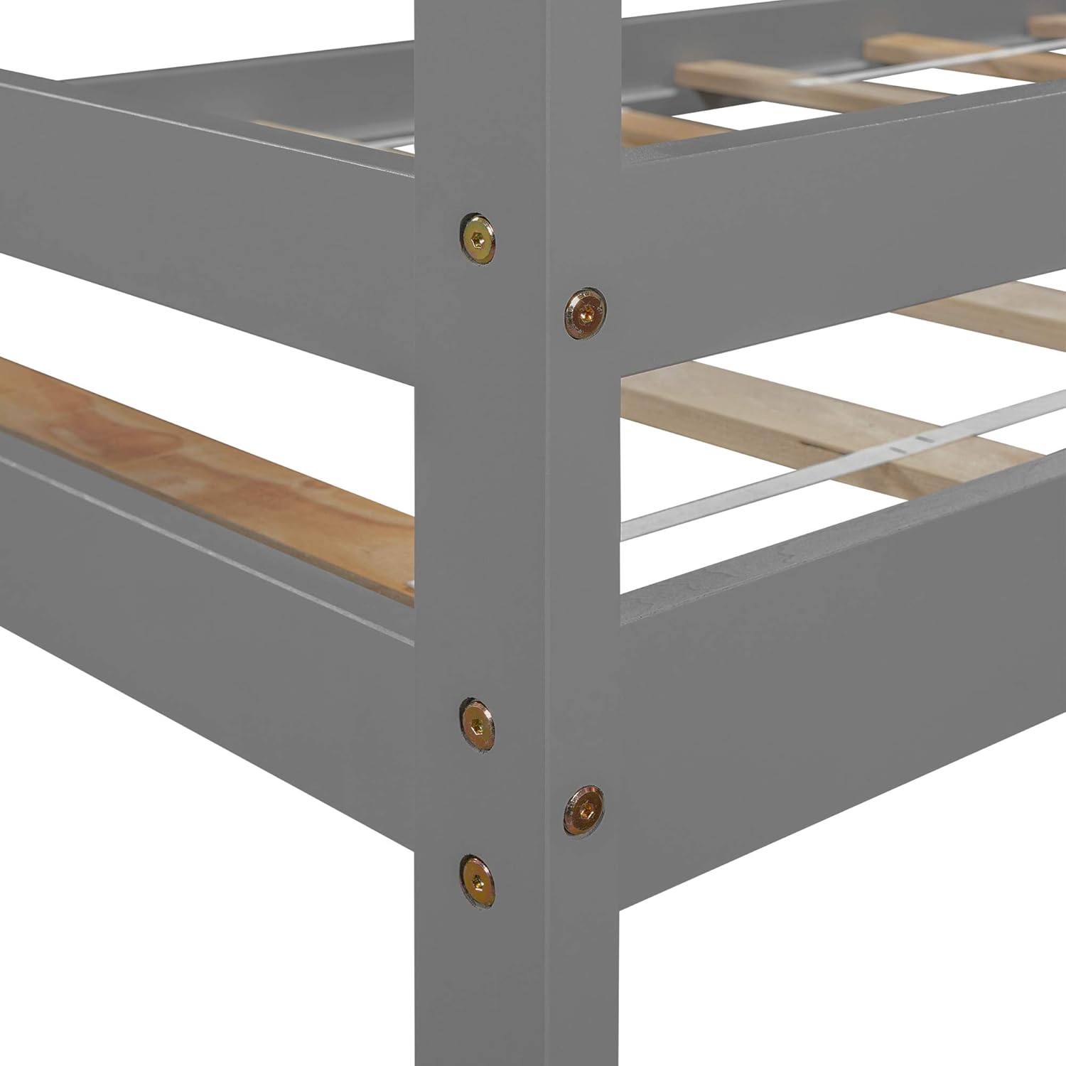 Twin Study Loft Bed with Rolling Desk and Bookcase Gray A7