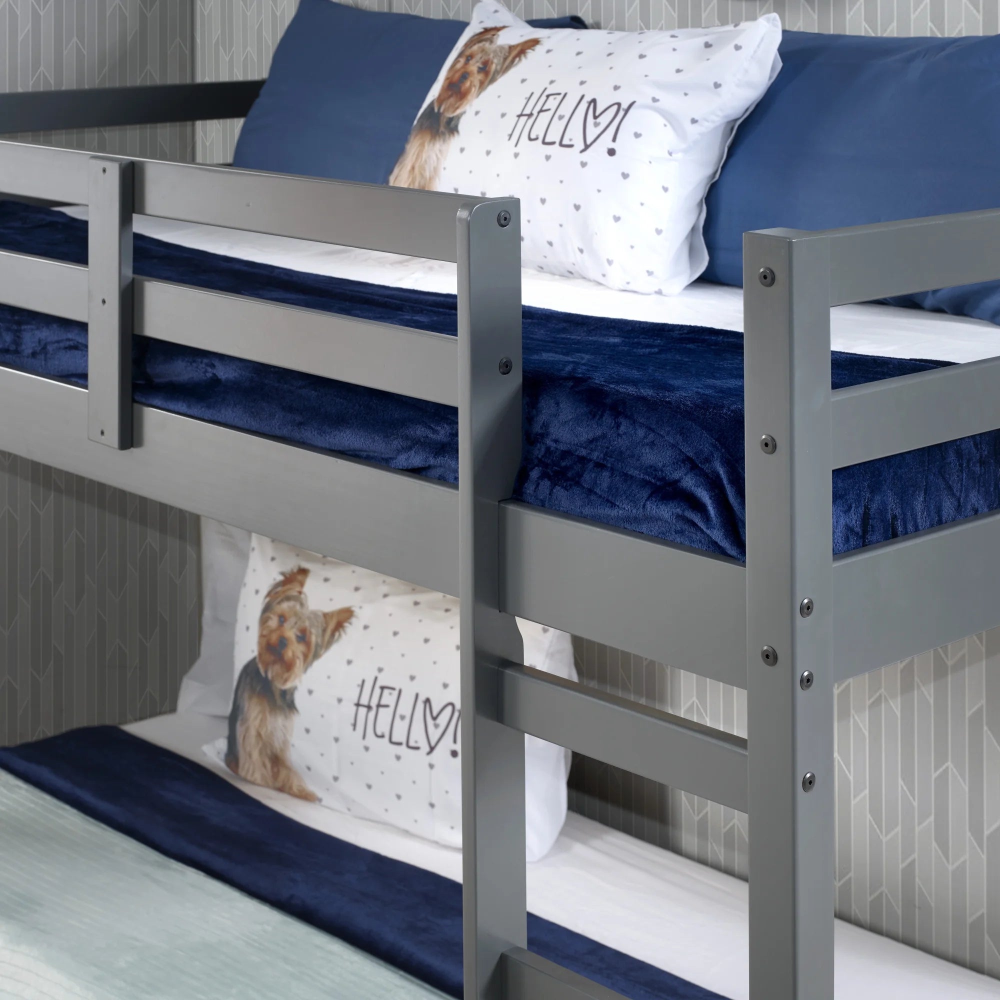 Twin Loft Bed with Wood Frame, Gray A7