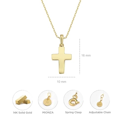 14K Solid Gold Cross Necklace for Women Christian Crucifix k7