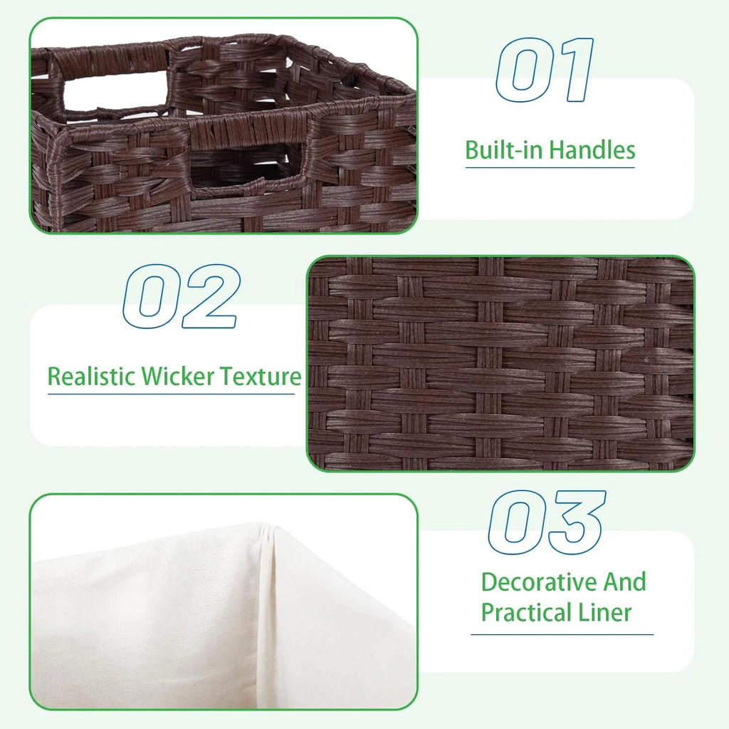 Wicker Storage Baskets 4-Pack with Liners for Shelves a7