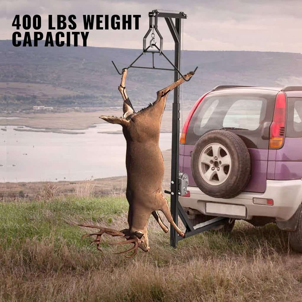 Deer Hoist for Truck Hitch, 400lbs Capacity, 2'' Receiver with Winch Lift A7k
