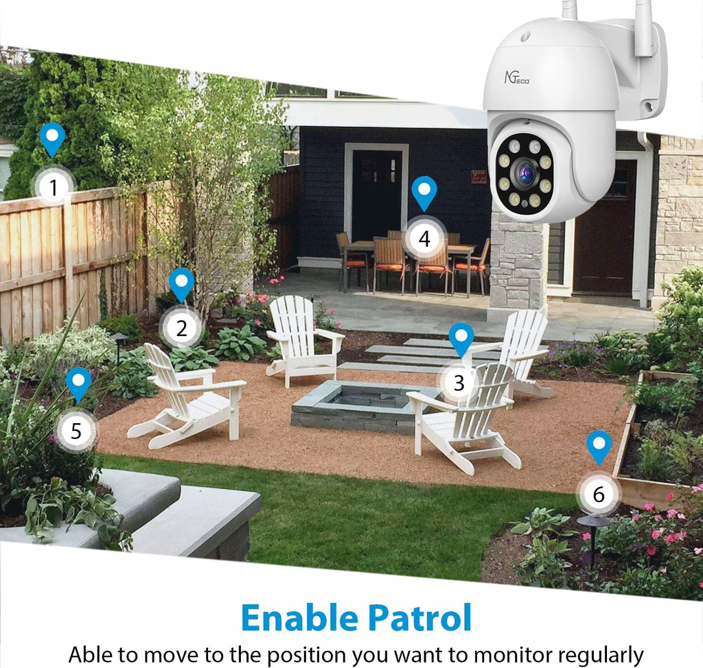 3MP Outdoor Security Camera Pan Tilt 2K WiFi Spotlight Night Vision 2-Way Audio AI Motion Detection A7