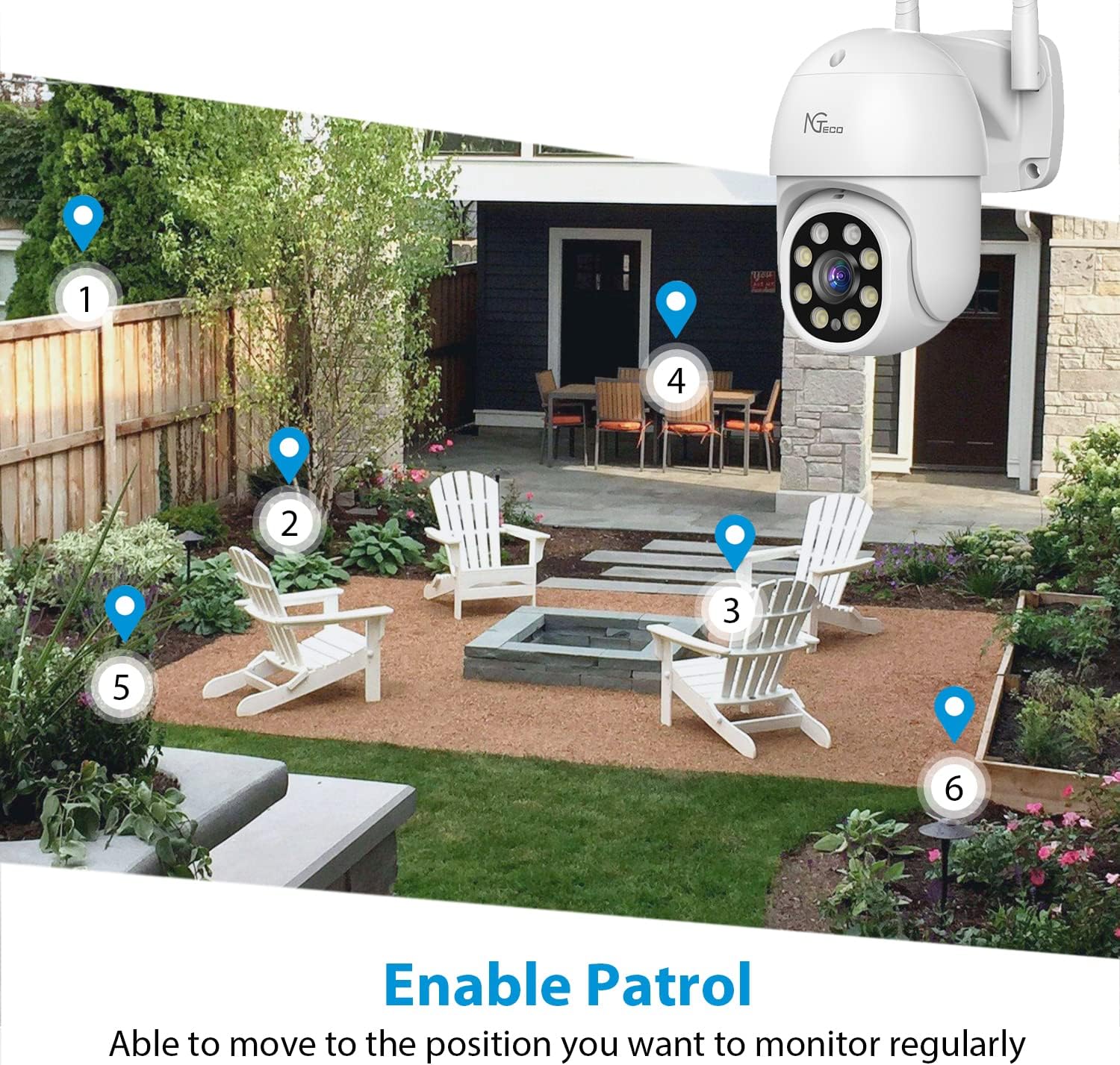3MP Outdoor Security Camera Pan Tilt 2K WiFi Spotlight Night Vision 2-Way Audio AI Motion Detection A7