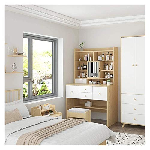 Makeup Vanity Table with Flip Mirror and Drawers White 7k