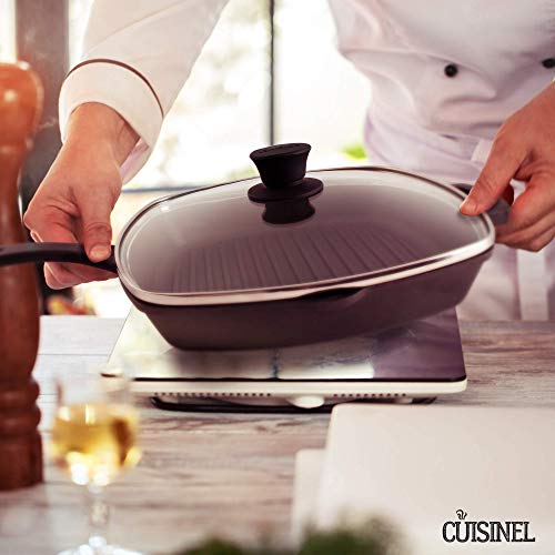 Cast Iron Square Grill Pan with Glass Lid 10.5 Inch K7m