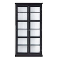 Black 6 Tier Bookcase Office, DVD Media Storage Tower with Doors for Living Room, 76.75'' H