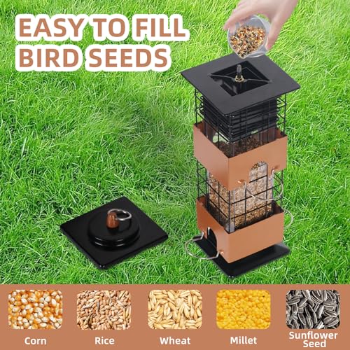 Bird Feeder Squirrel Proof Hanging Metal Outdoor Large Capacity 7k