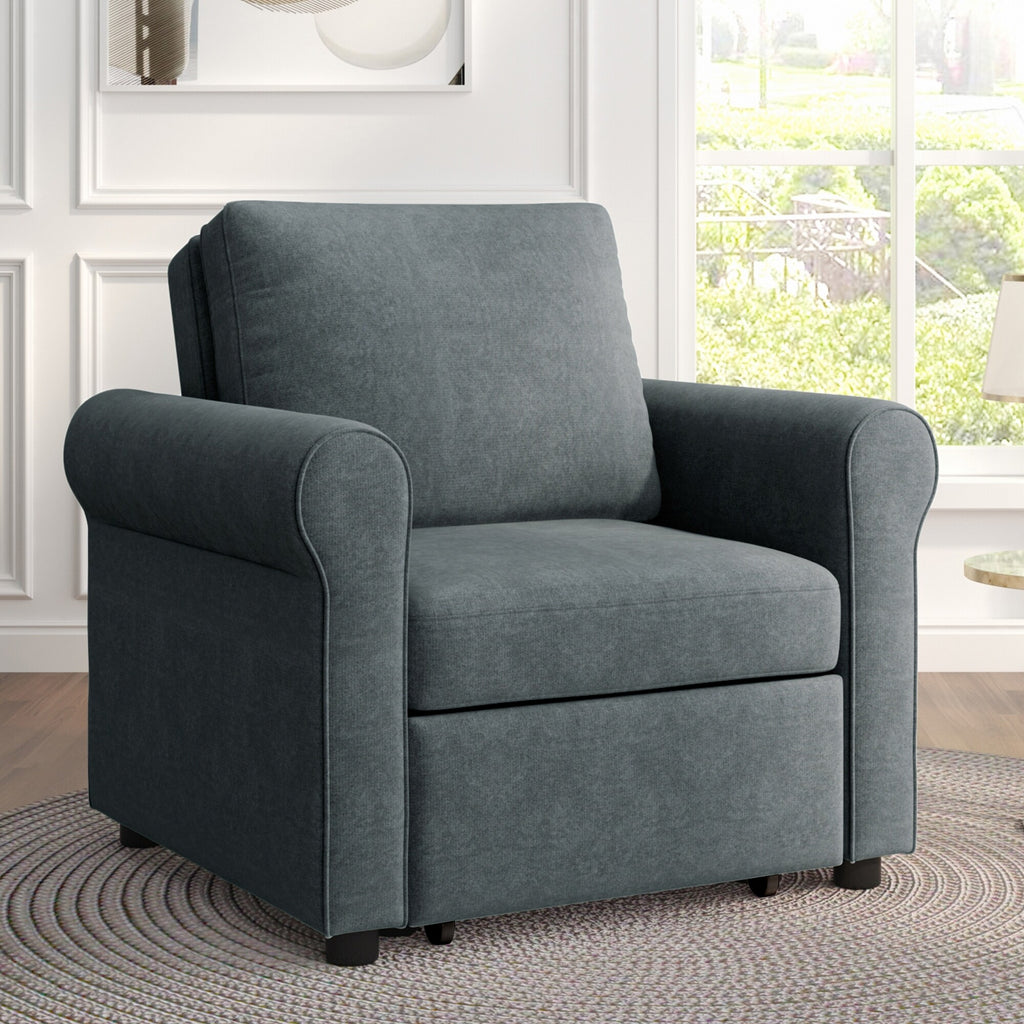 Sofa Bed Chair Convertible Sleeper with Adjustable Backrest Dark Blue k7