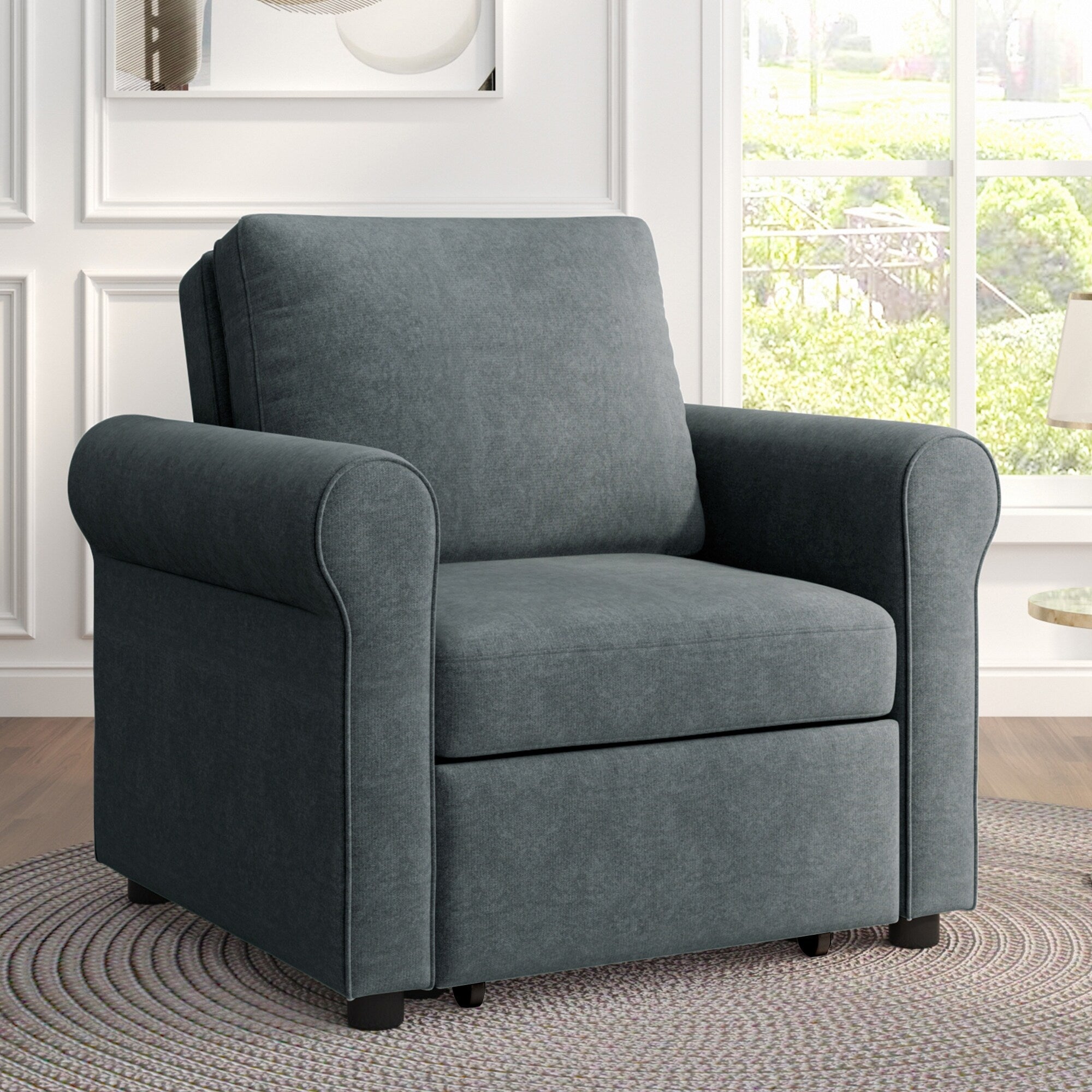 Sofa Bed Chair Convertible Sleeper with Adjustable Backrest Dark Blue k7