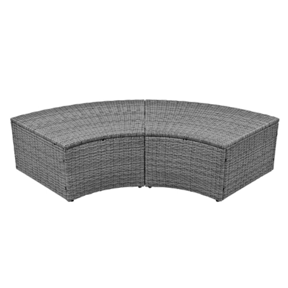 Patio 5-Piece Round Rattan Sectional Sofa Set with Liftable Table a7