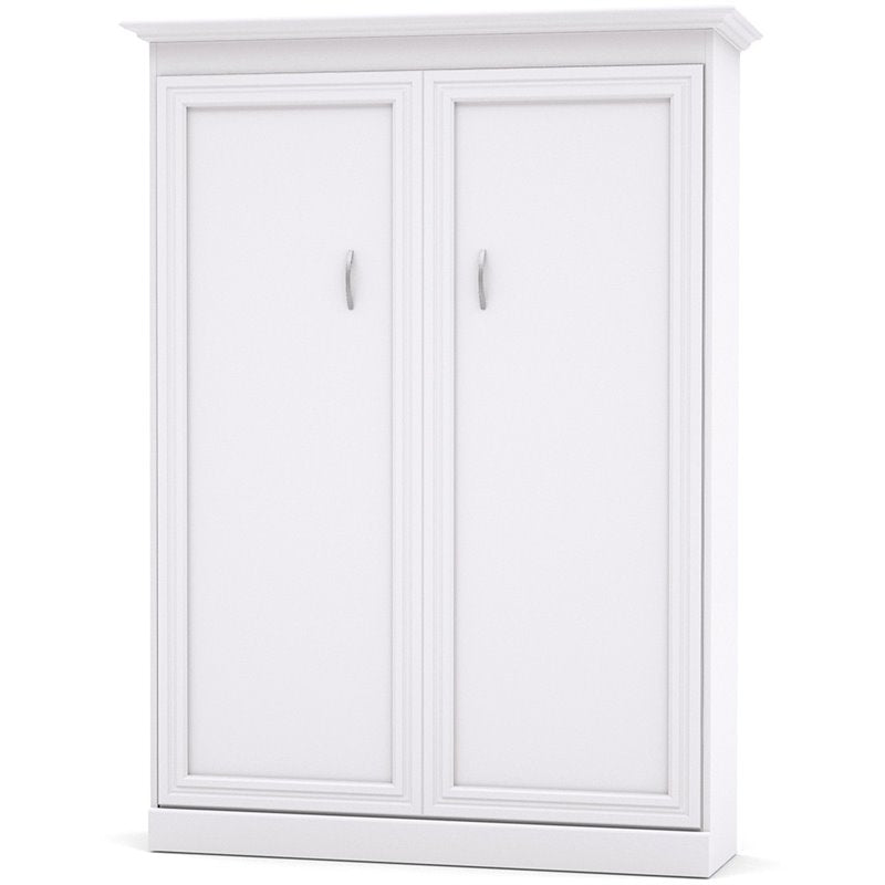 Contemporary Wood Full Murphy Bed with Sofa White Gray a7