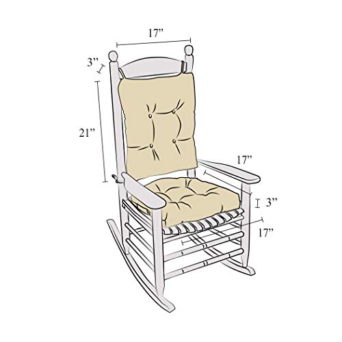 Rocking Chair Cushion Set with Thick Padding, Gray 7k