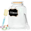 5 Pack 128oz Glass Jar with Airtight Lids,1 Gallon Large Wide Mouth Glass Mason Jar,Glass Storage Jar with 6 Label,Chalkboard,Kitchen Tongs - Large Capacity Jar for Pickle,Oats,Pasta
