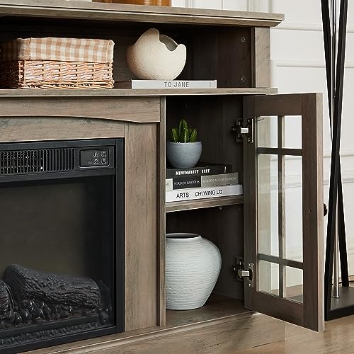 Electric Fireplace TV Stand for TVs up to 65 inch, TV Console with Storage, Espresso q7F