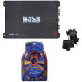 Boss R2000m 2000W Riot Monoblock Car Audio Mosfet Mono Amplifier+4 GA Amp Kit