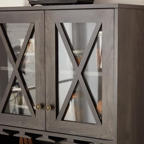 Grey Kitchen Pantry Cabinet with Microwave Stand a7