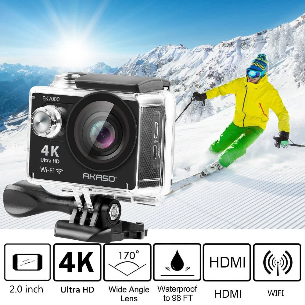 4K Action Camera Waterproof Sports Cam Black k7