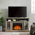 KUIKUI Electric Fireplace TV Stand for TVs up to 65", Electric Fireplace Stoves TV Console with Storage Space, Antique Entertainment Console Center with 23" Fireplace Insert for Living Room, Espresso