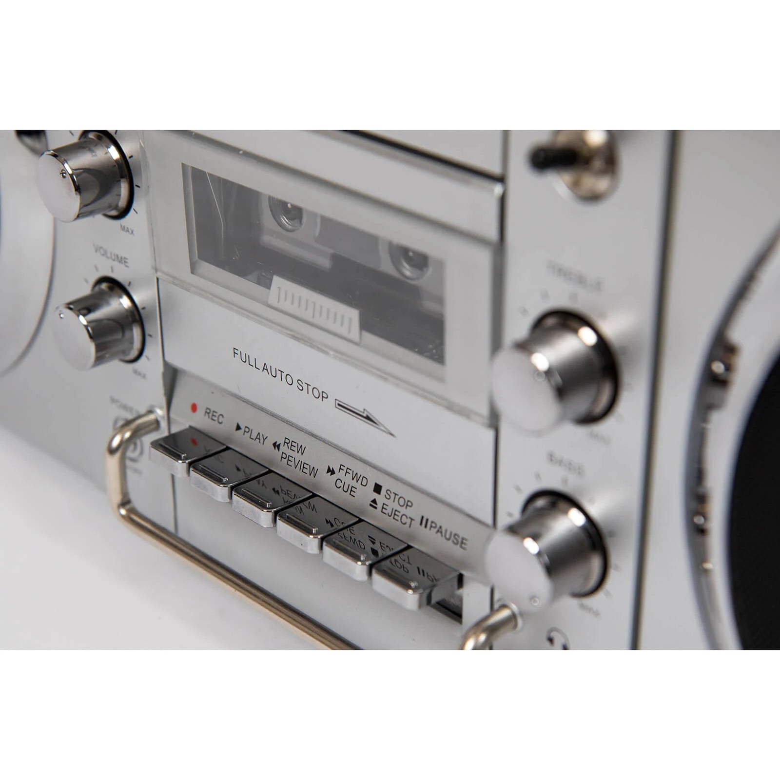 Bluetooth Boombox 80W CD Cassette FM USB Silver k7