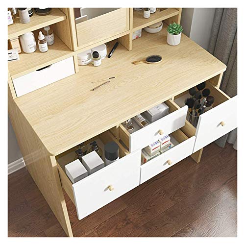 Makeup Vanity Table with Flip Mirror and Drawers White 7k