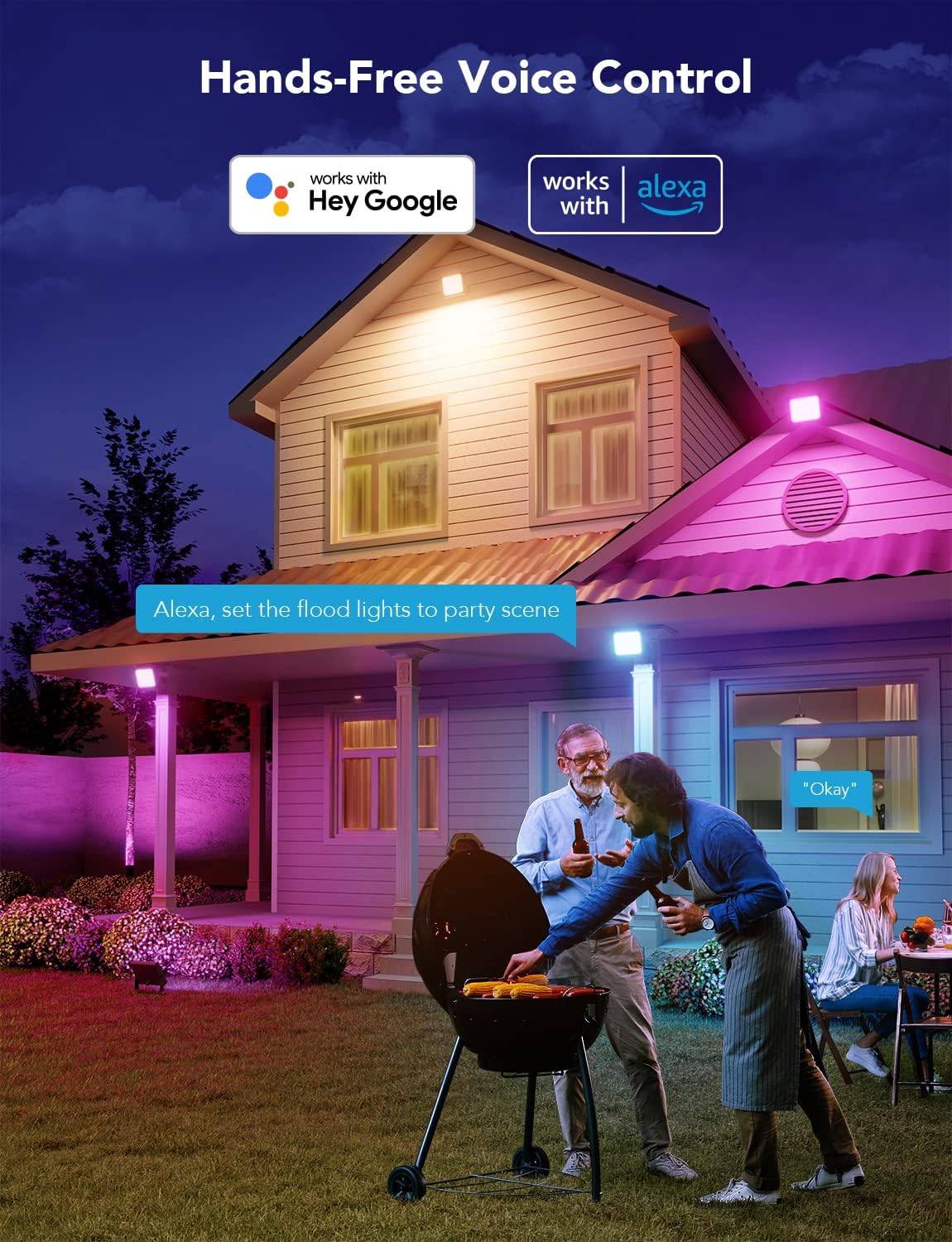 LED Flood Lights, Smart Stage Lights with Scene & Music Modes, RGBIC Wall Washer, IP66 Waterproof, 2 Pack A7k