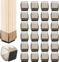 Dluno 24 pcs Square Chair Leg Floor Protectors, Felt Furniture Pads Reduce Noise,Furniture Sliders,Silicone Chair Leg Covers Protect Floors(Large-Black:1.1 "-1.5"/30mm-40mm)