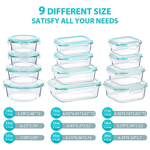 Glass Food Storage Containers 24 Piece Airtight Meal Prep Bento Boxes BPA Free Leak Proof White k7