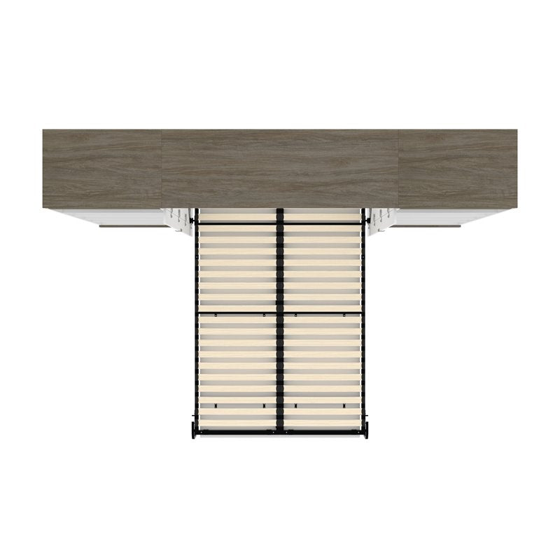 Modern Wood Full Murphy Bed with 2 Bookcases White k7
