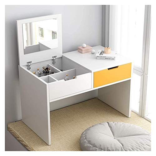 Makeup Vanity Desk with Flip Top Mirror and Drawers W7k