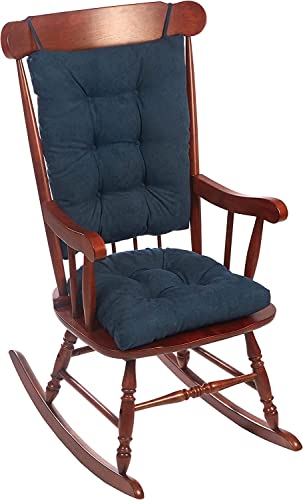 Klear Vu Omega Non-Slip Rocking Chair Cushion Set with Thick Padding and Tufted Design, Includes Seat Pad & Back Pillow with Ties for Living Room Rocker, 17x17 Inches, 2 Piece Set, Gray