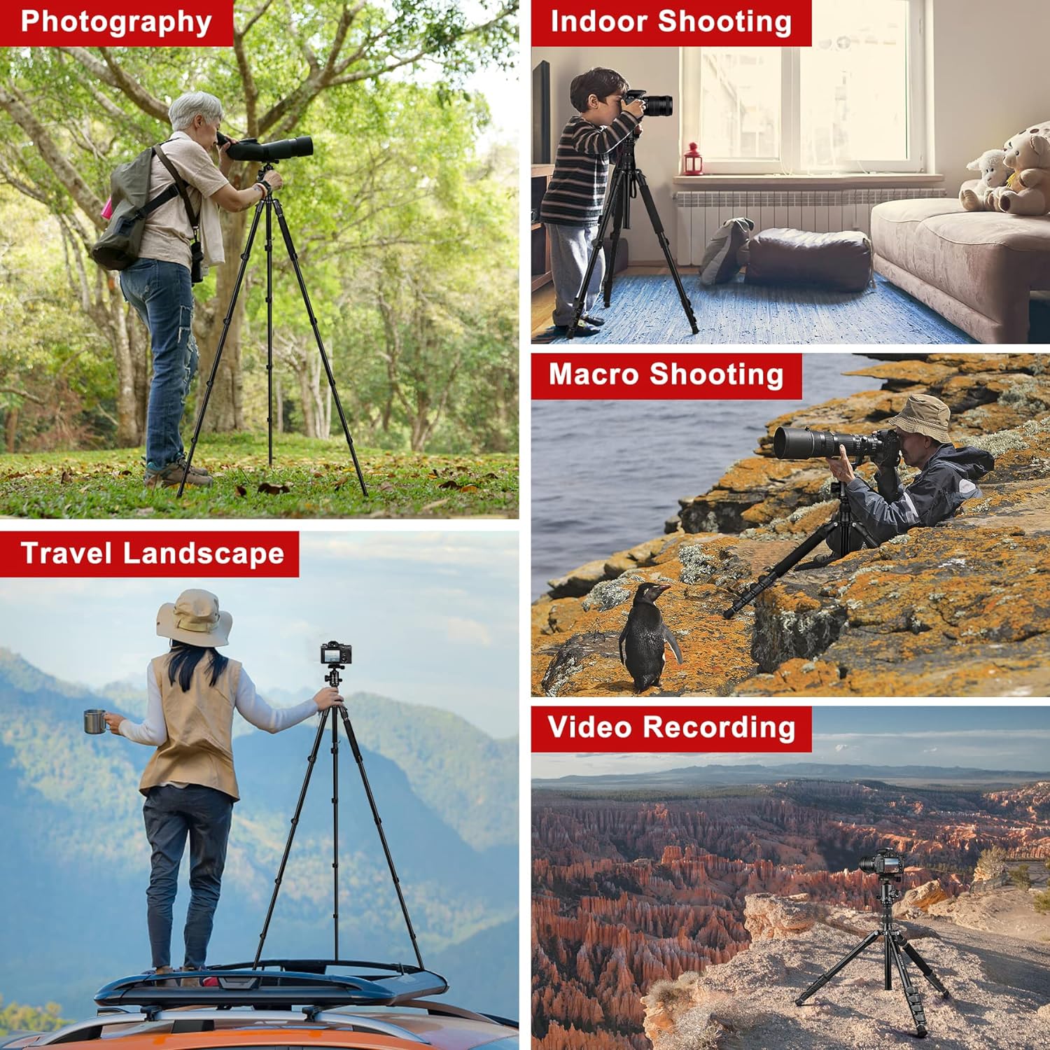 Camera Tripod Stand 81in Heavy Duty for DSLR Telescope Black k7