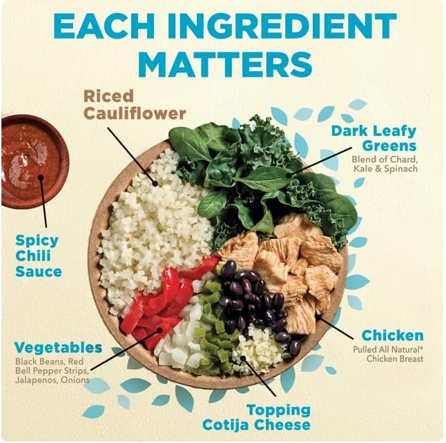 Spicy Black Bean Chicken Cauliflower Frozen Meal 9.25oz Pack of 6 k7