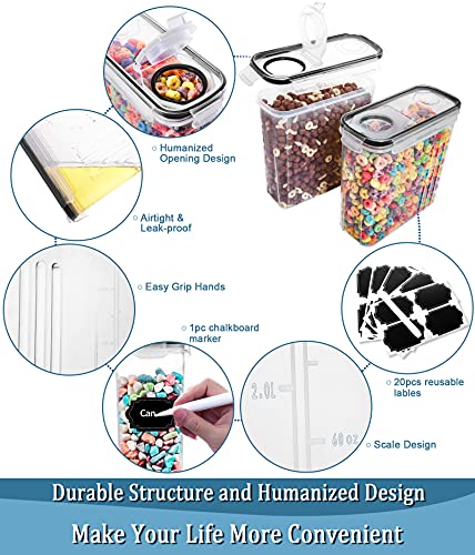 Airtight Cereal Storage Container with Lid 4 Pack 2.5L k7