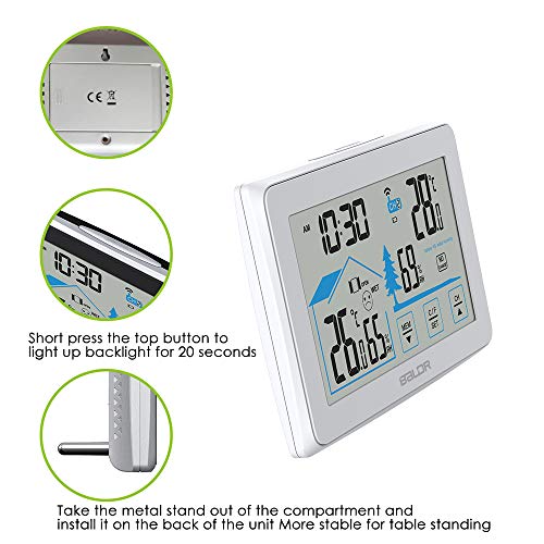 Wireless Indoor Outdoor Thermometer Hygrometer Touch Screen Digital Weather Station A7