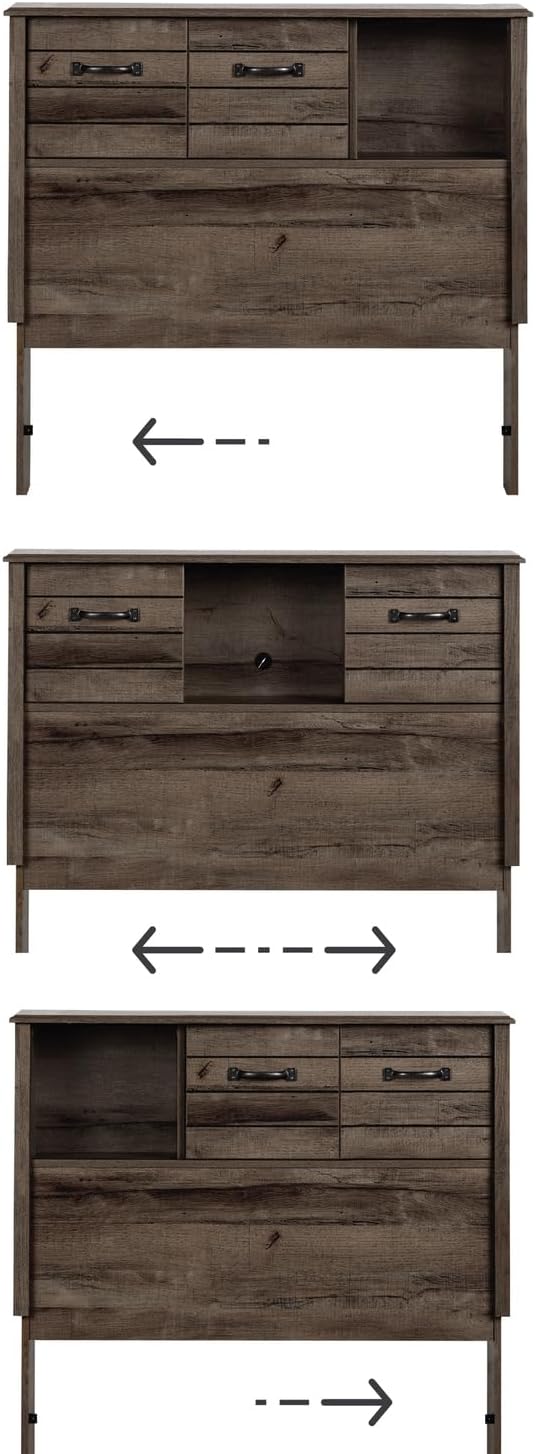 Bookcase Headboard with Storage Oak 64.5in k7
