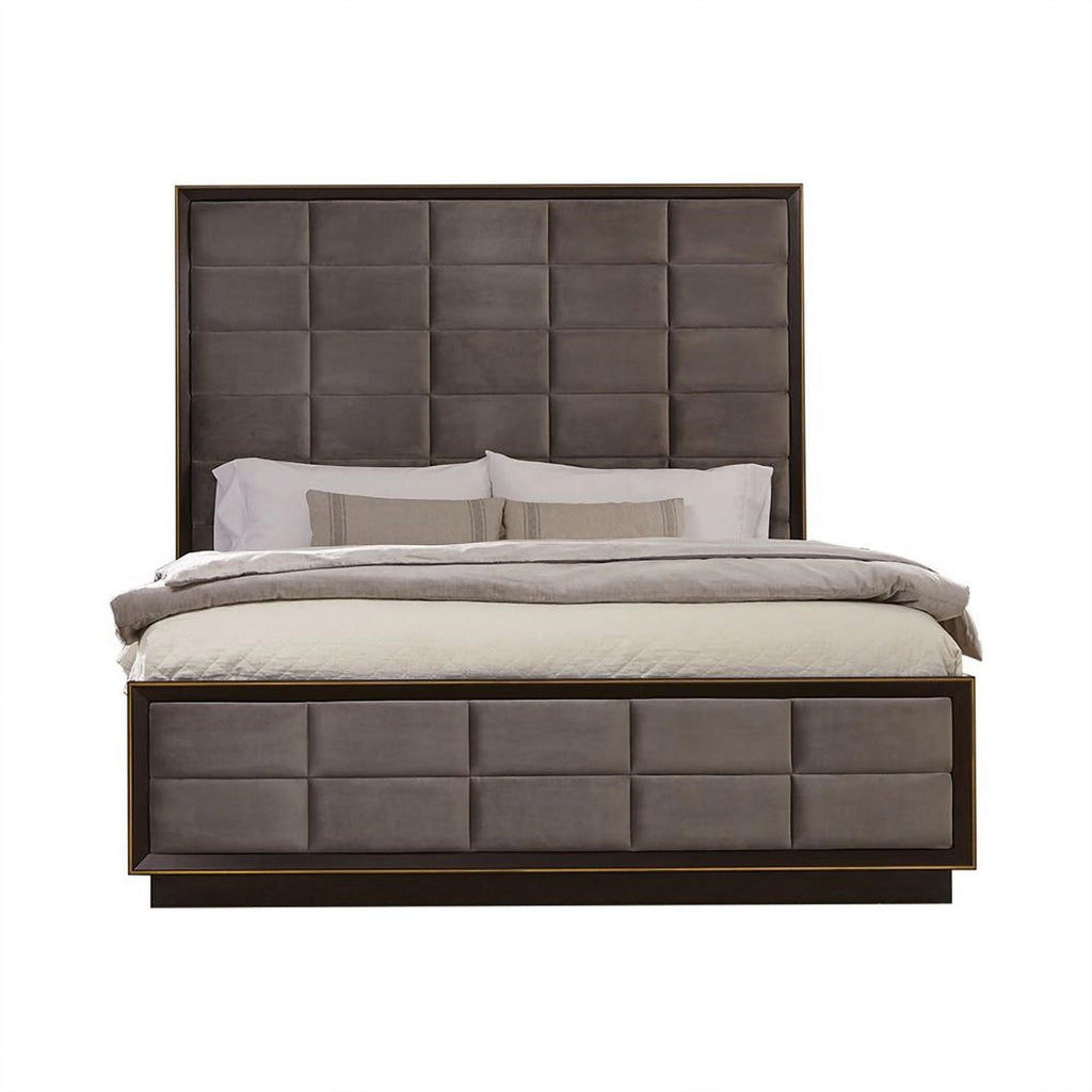 Wood California King Panel Bedroom Set 4-piece Brown Gray k7