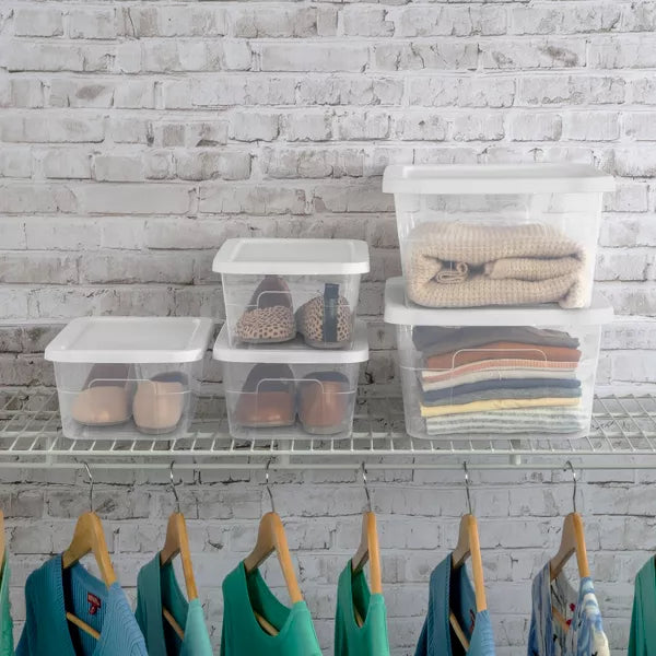 16qt Clear Storage Box with Lid White k7