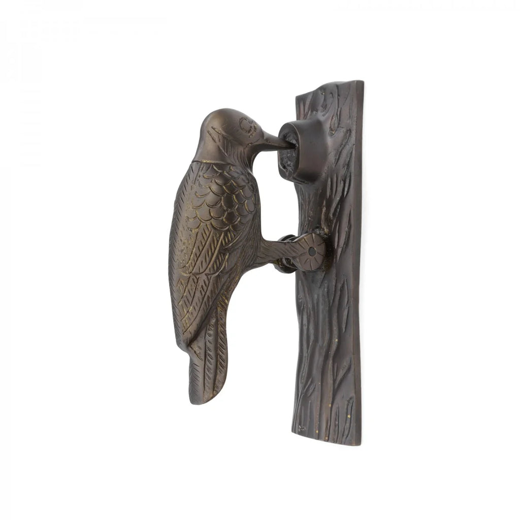 Door Knocker for Front Door 6.5in Antique Brass Woodpecker a7