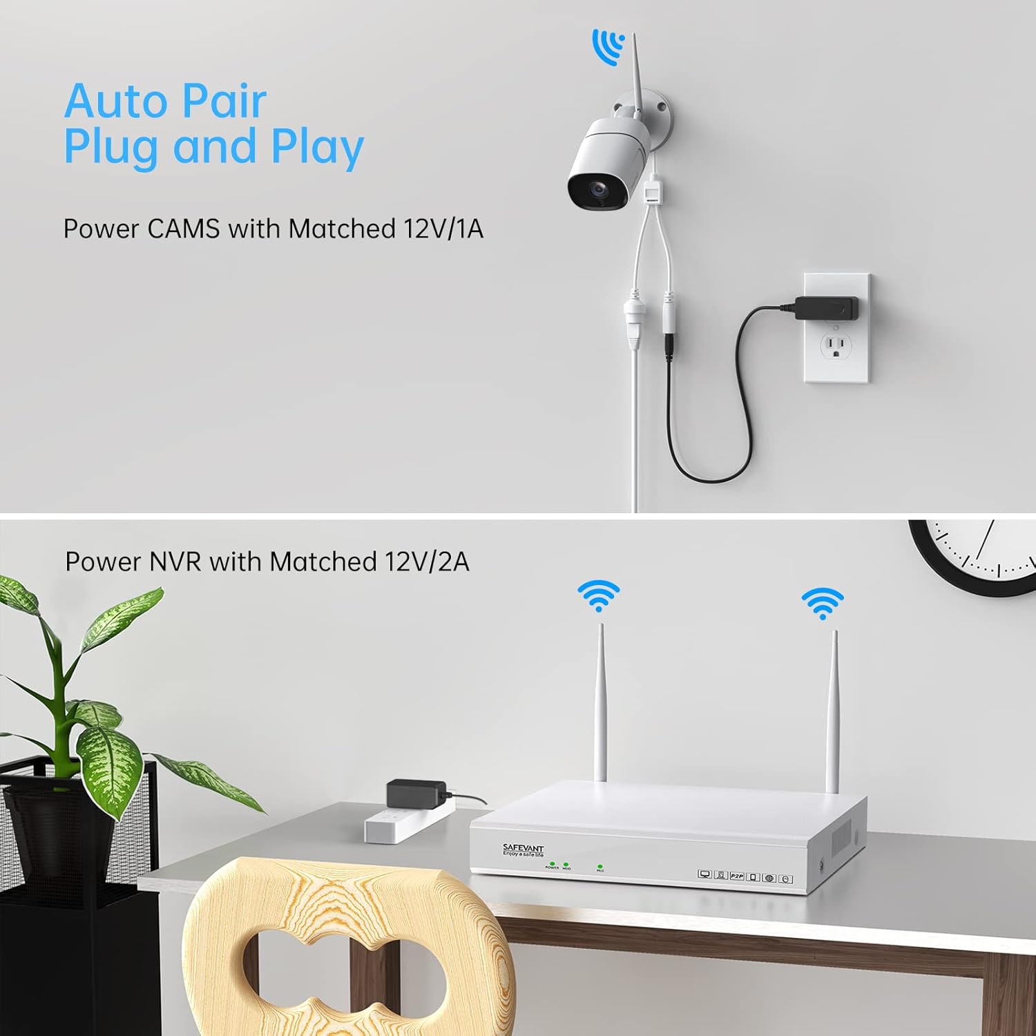 Wireless Security Camera System 8CH 3MP NVR 4Cam 2TB HDD Night Vision m7