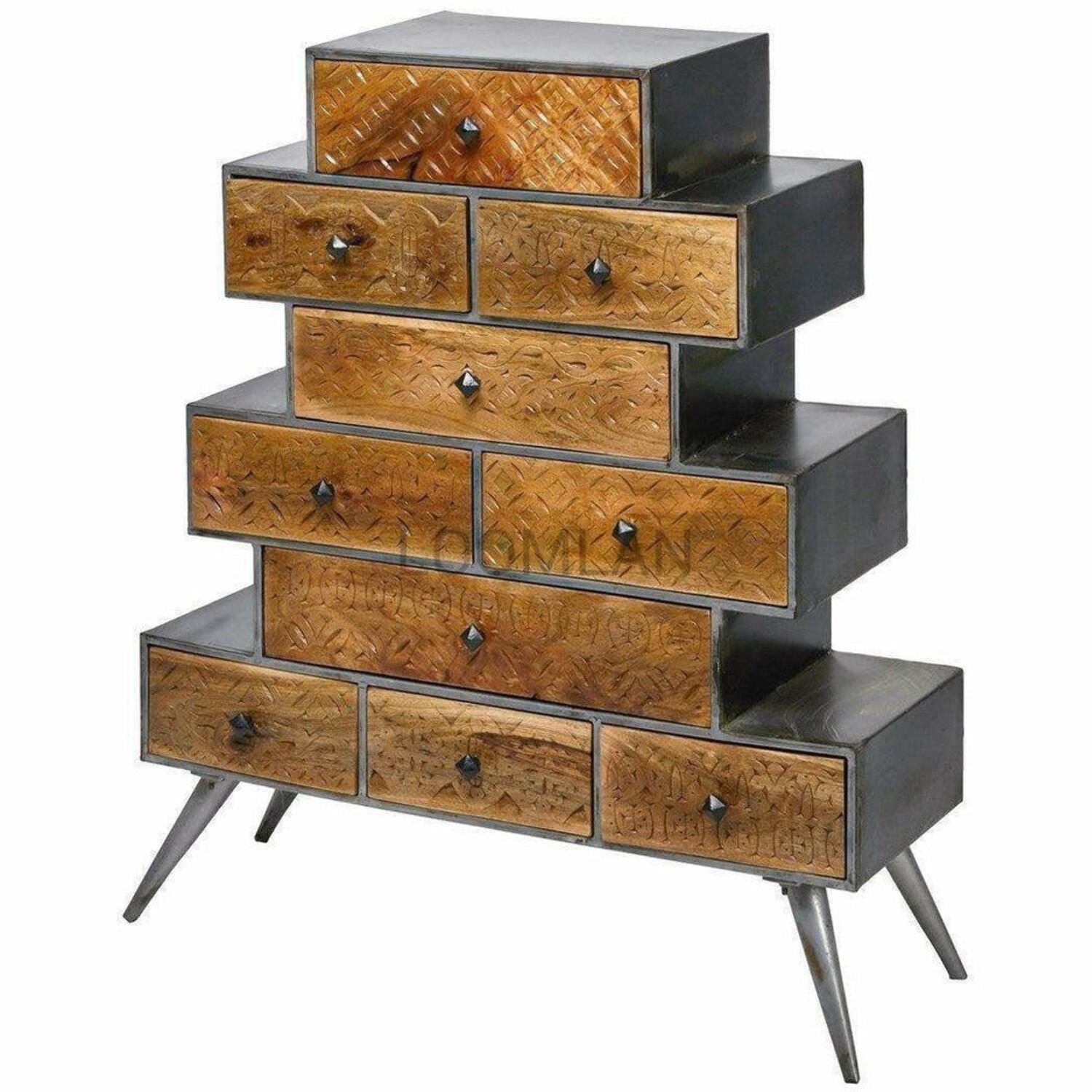47x40 Apothecary Chest 10 Drawer Wood Cabinet k7
