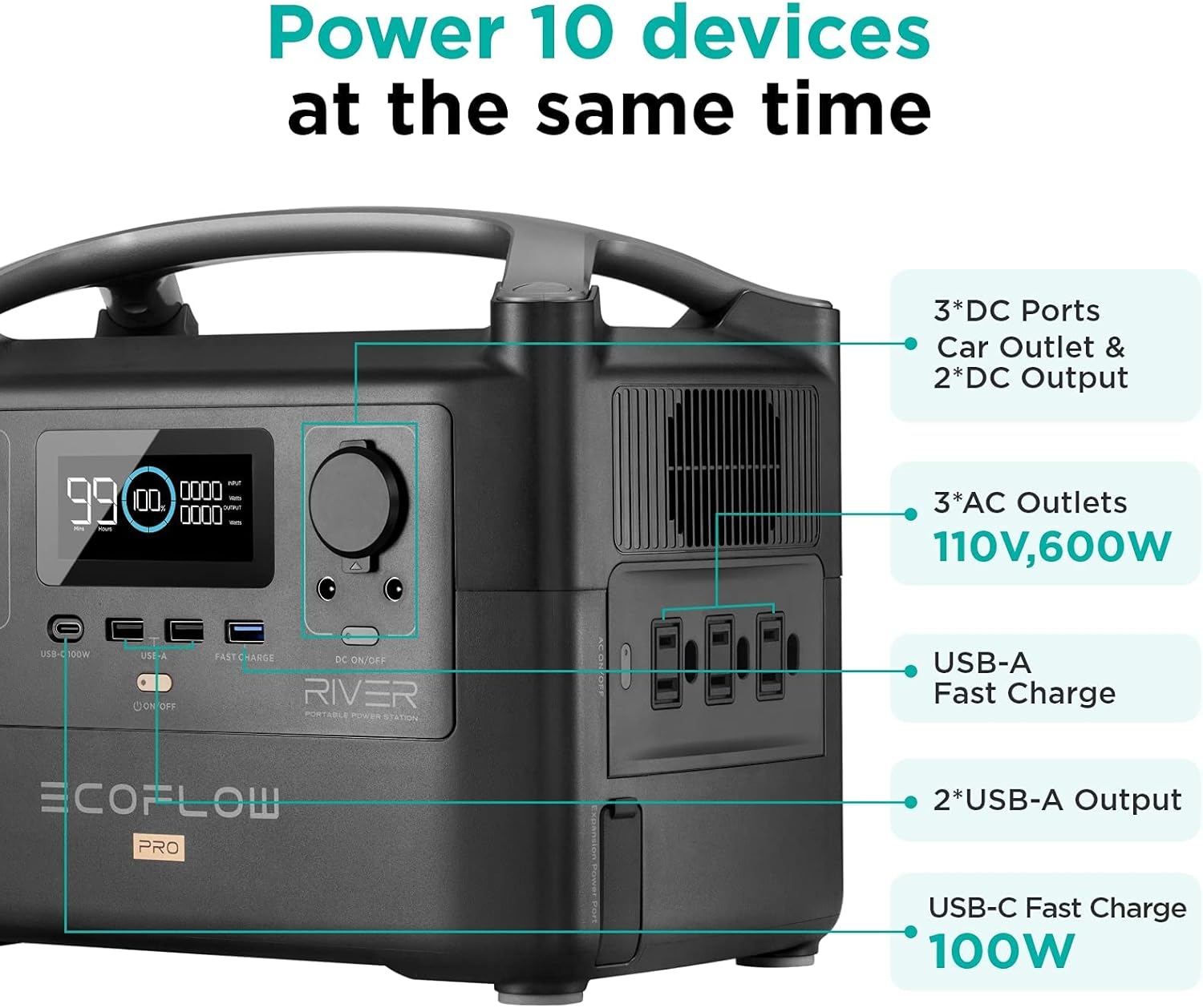 Portable Power Station 720Wh, Camping RV Off-Grid k7