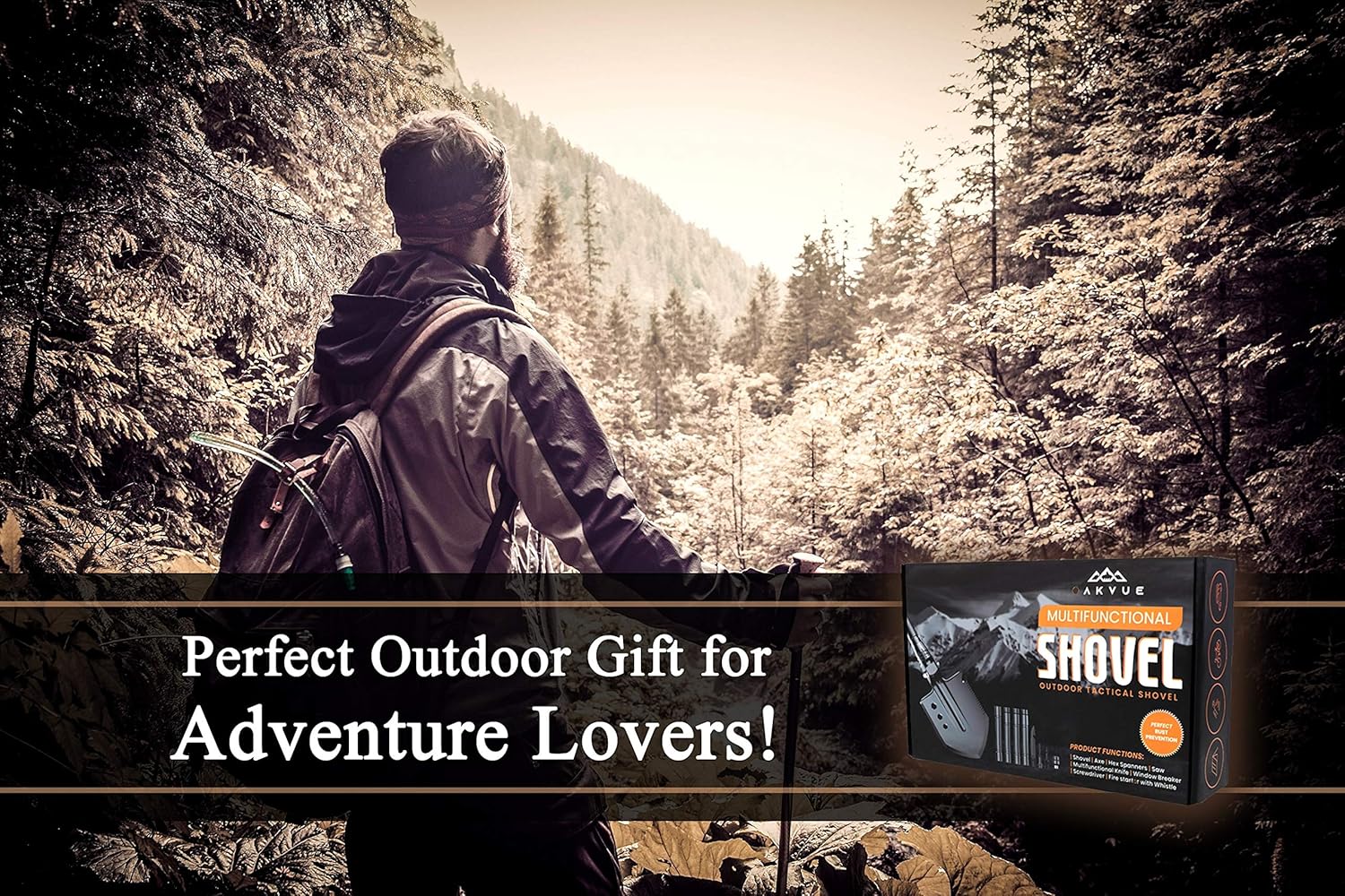 Survival Shovel Multitool with Carry Pouch, Folding Camping Tool 7k