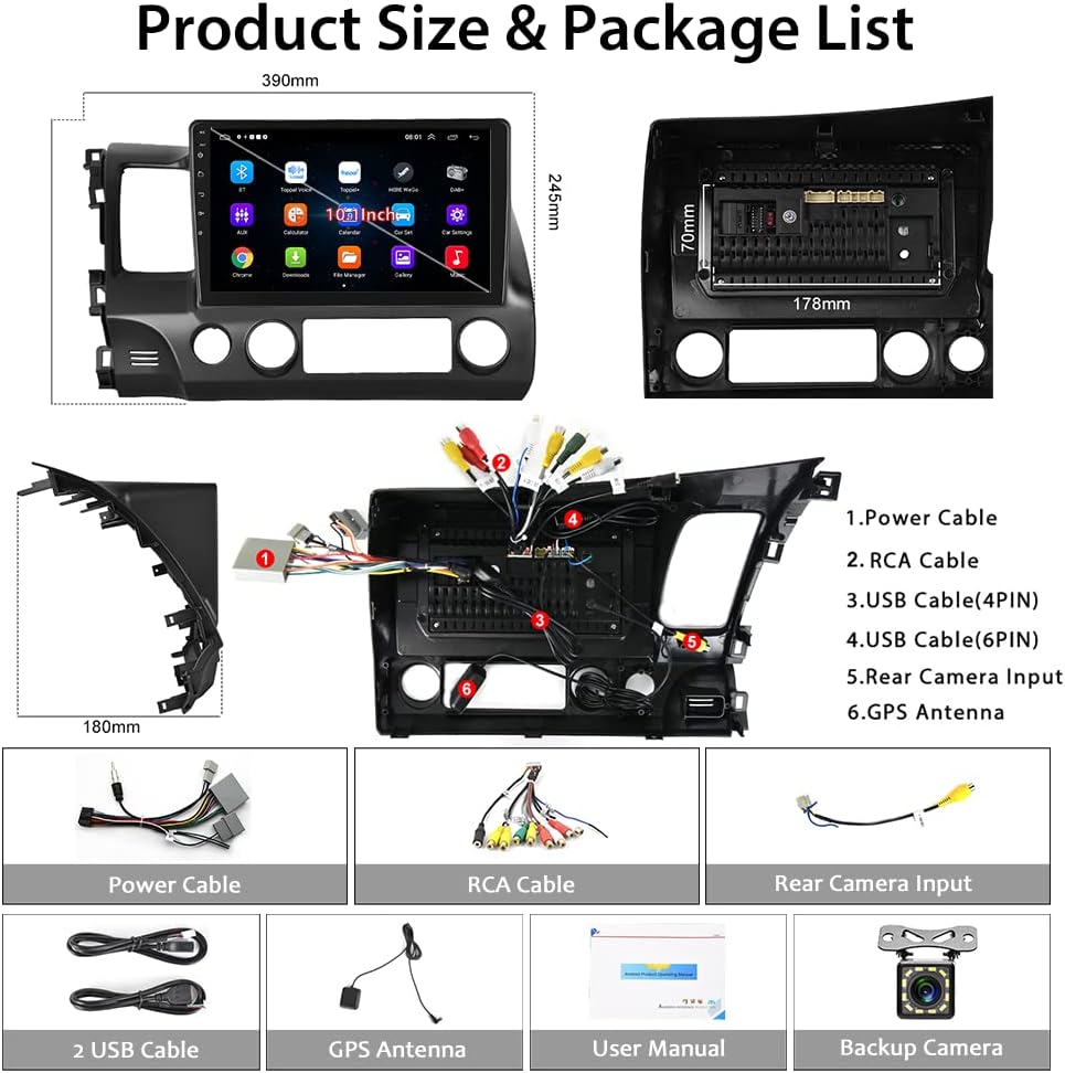 Car Stereo 10.1 Inch Touch Screen Radio with Navigation Bluetooth Fm7