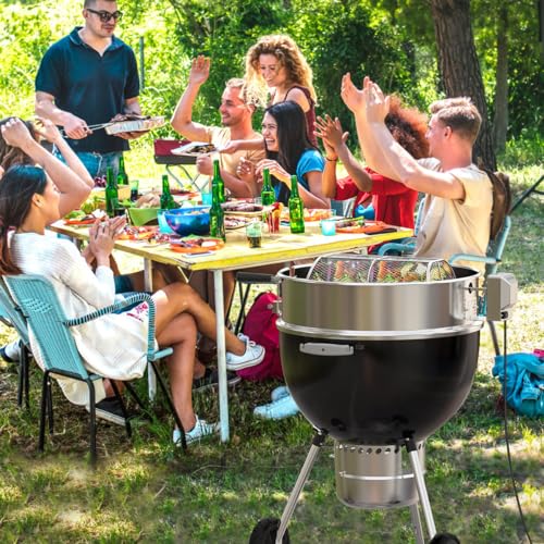 BBQ Rotisserie Ring Kit 22.5-Inch Stainless Steel for Charcoal Grills with Motor A7
