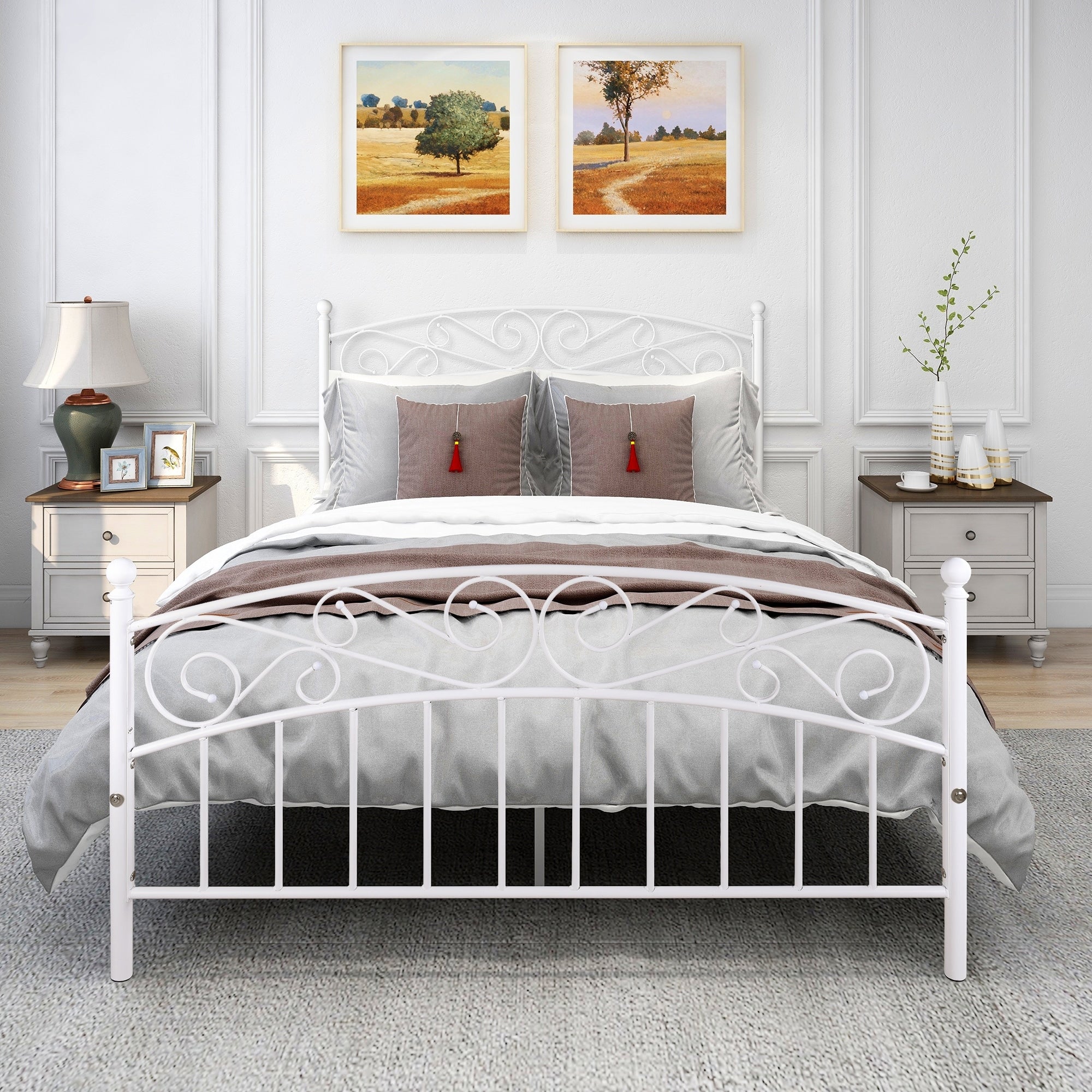 Antique Victorian Iron Bed White Frame k7