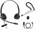 Compatible Grandstream Yealink Snom RJ9 VoIP Phone Headset Noise Cancelling Headphones HD Voice Plus 3.5mm Adapter (Binaural)