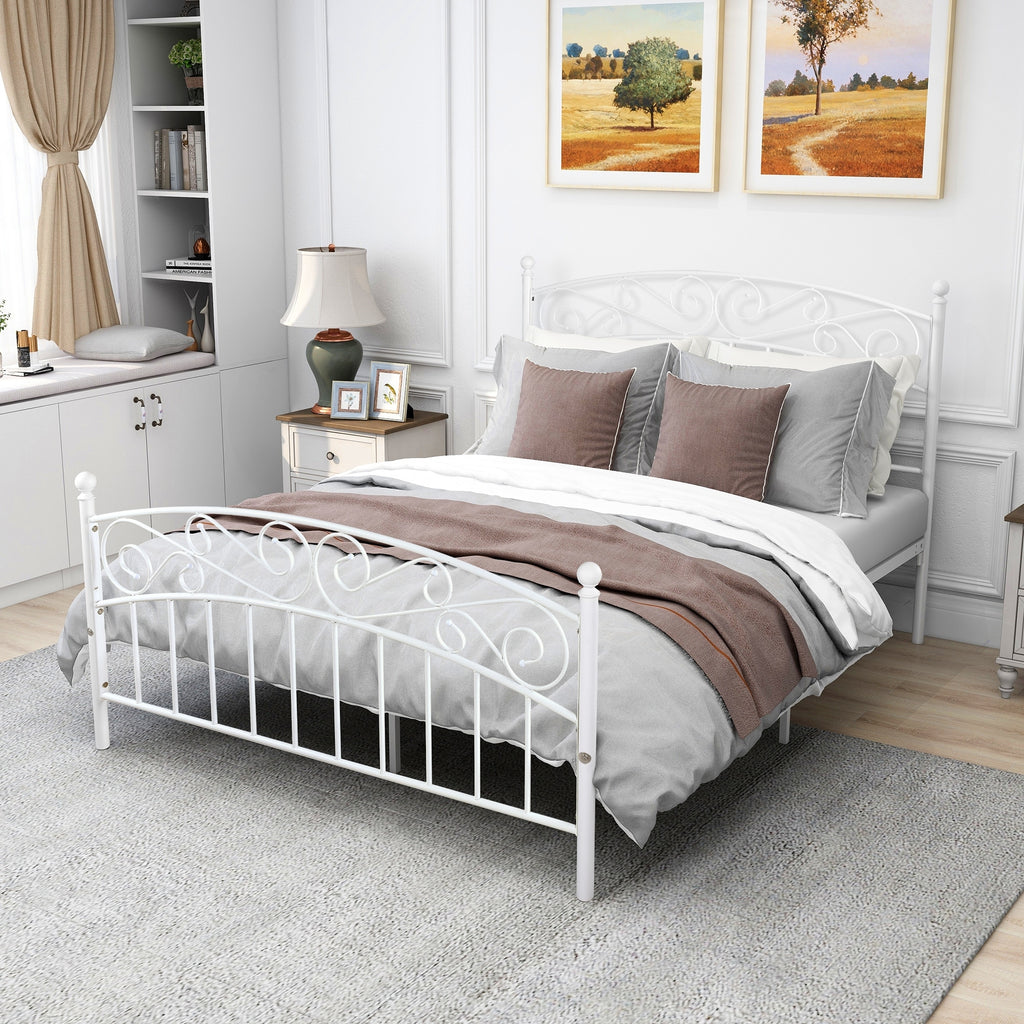 No Brand Antique Graceful Dark Bronze Victorian Iron Bed White